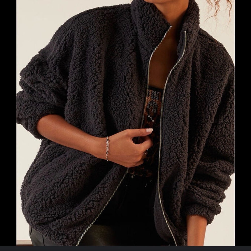 PacSun Women's Charcoal Teddy Jacket